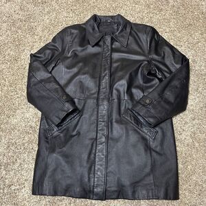 VTG Jacqueline Ferrari Jacket Coat Women Large Tall 80s Leather